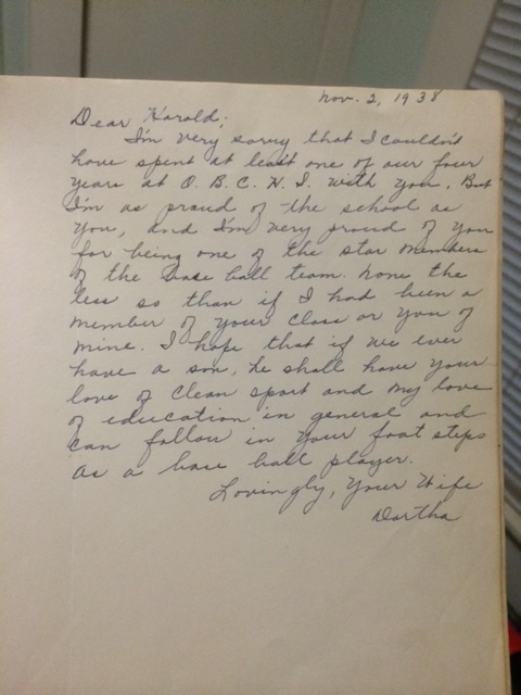 Momma's entry in his yearbook, 1939